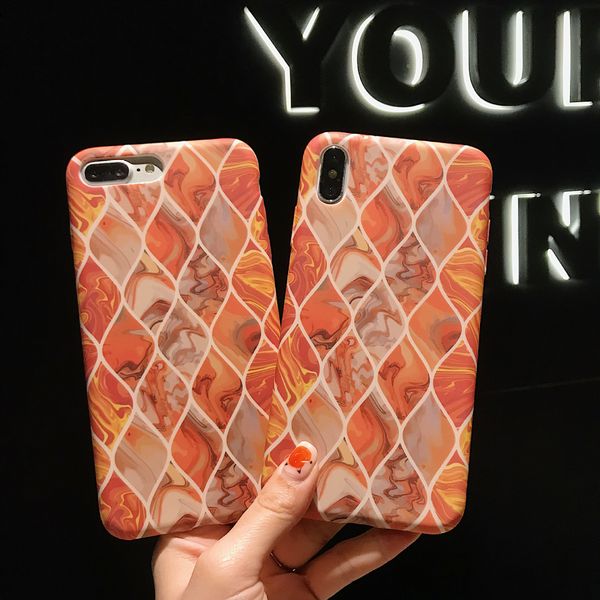 

korean chao brand orange marble pattern applies to 8plus apple xs max/xr/iphone7p/6s liquid sleeve