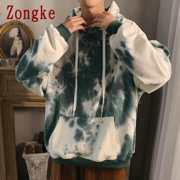 

zongke 2020 new dyeing pullover hoodies men hip hop fashion men hoodies sweatshirts streetwear hooded sweatshirts m-5xl, Black