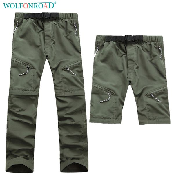 

wolfonroad summer men trousers removable quick drying pants outdoor sport hiking shorts male sun-protective fishing trousers, Black;green