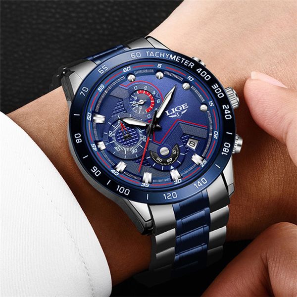 

new men watch lige erkek kol saati date clock men sports watches men's quartz casual wristwatch zegarek damski, Slivery;brown