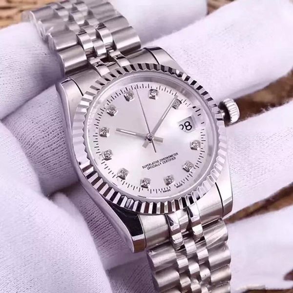 

женщины часы алмазный автоподзаводом часы женские montre день наручные часы just style часы из нержавеющей стали 316l сапфир 36мм циферблат, Slivery;brown