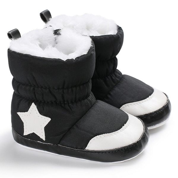 

lovely newborn baby girls boys kids snow boots winter warm soft sole crib shoes boots black blue gray pink 0-18m, Black;grey
