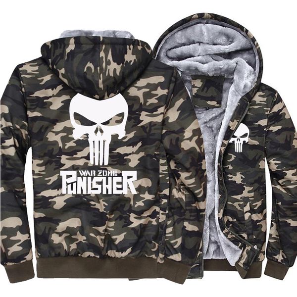 

vip camouflage hoodies cosplay costume skull casual men hooded jacket thick zipper fleece sweatshirt drop shipping, Black