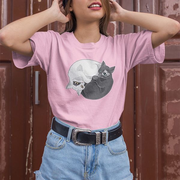 

t shirt women womens clothing t shirt tai cat women cartoon summer casual 100% cotton o neck kawaii girls, White