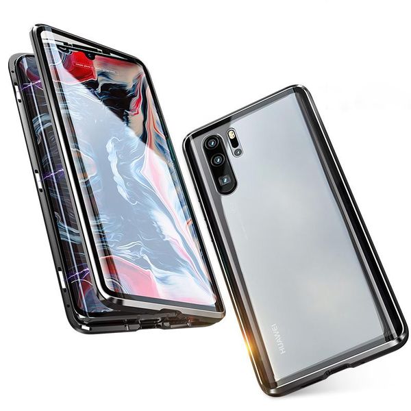 

luxury magnetic metal bumper,case for huawei p30 pro p20 mate 20 cover 360 glass full body phone case huawei p30 case armor p 30