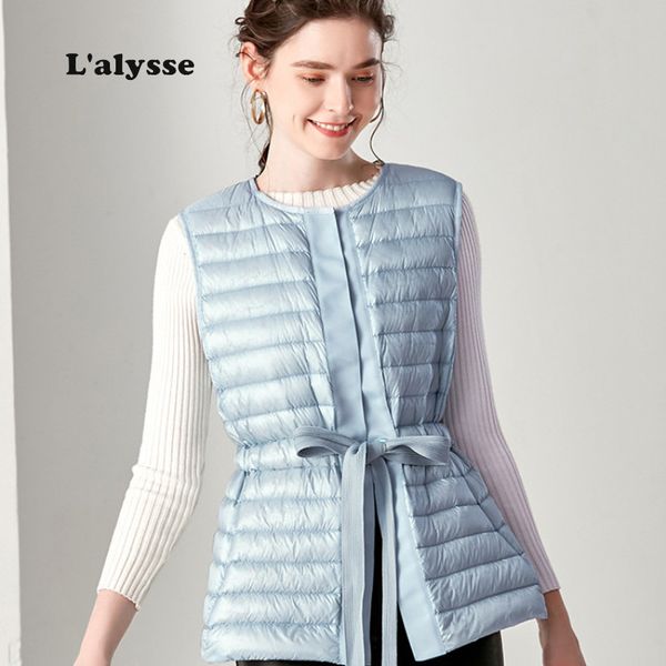 

женщины легкий пуховик жилет с поясом жилет женщины 2019 мода рукавов офис леди жилет пальто повседневная куртка верхняя одежда, Black