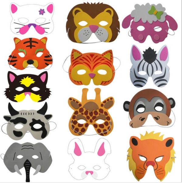 Obere halbe Gesichtsmasken für Kinder, Party, Geburtstag, Party, verschiedene EVA-Schaum-Cartoon-Tiermasken, festliche Lieferungen GB596