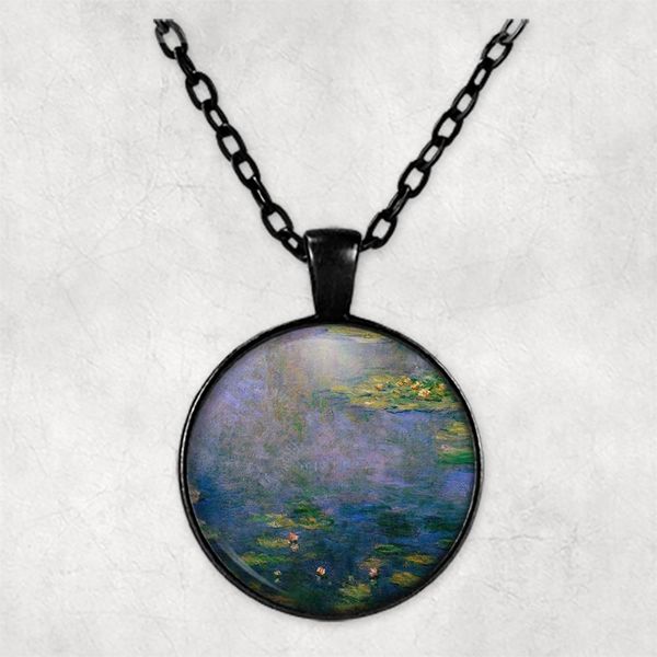 

claude monet personalised p necklace picture jewelry necklaces pendants circle p locket memorial p gift, Silver