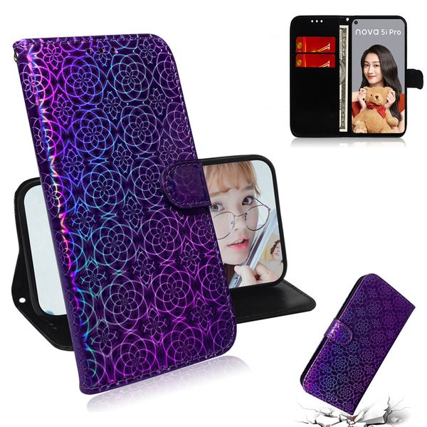 

dazzle colourful pu leather case for huawei mate 30 lite filp cover stand wallet with card slot for huawei nova 5i pro