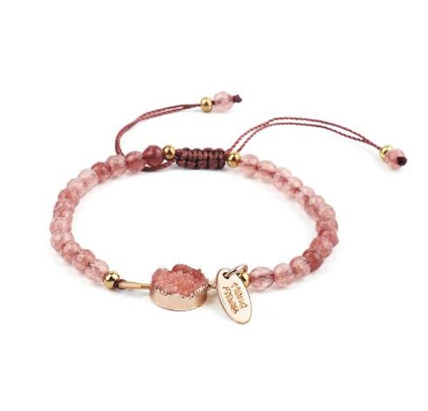 

fashion bracelet handmade colors natural stone simple charm bracelet 4mm bead bracelet with stone pendant jewelry women gb1148, Black