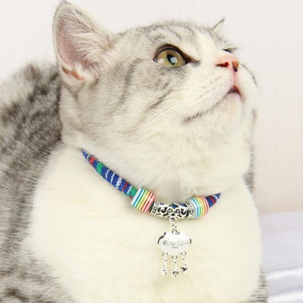 

the new pattern pets collars fashion adjustable high-end pet dogs cats outdoor personality cute pet silver bell collar accessories