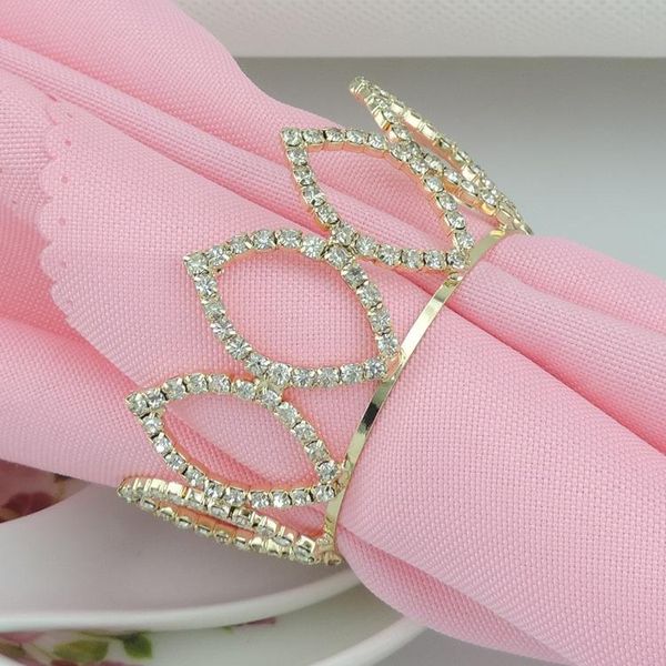 Crystal Diamond Rhinestones Gold Imperial Crown Sakkin Rings для свадебных услуг Поставляет партийные украшения стола