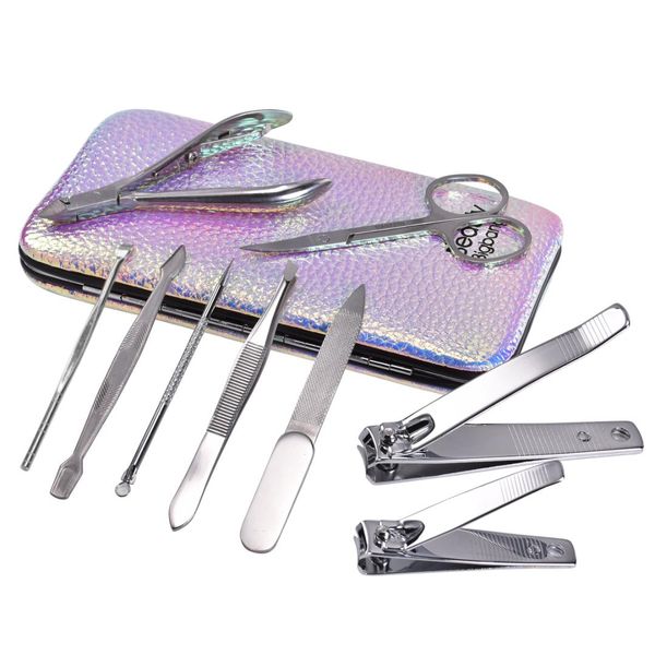 

9pcs stainless steel manicure nail art tools kit nail clipper nipper cutter scissors tweezers pedicure manicure set with box