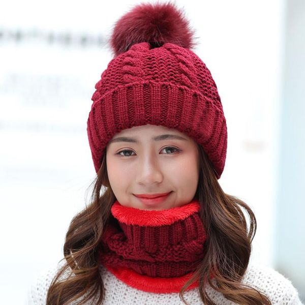 

women keep warm slouchy faux fur baggy winter beanie home fleece knitting hat scarf set ski cap soft shopping, Blue;gray
