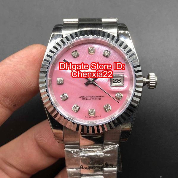 

watch pink dial president women stainless watches womens ladies automatic mechanical wristwatch 36mm, Slivery;brown
