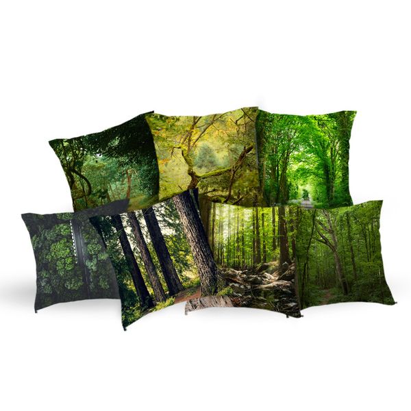 

lychee nature theme polyester pillowcases forest print soft decorative pillow cover square 45x45cm home textile pillow case