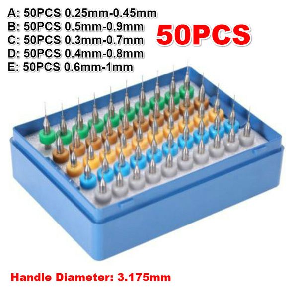 

50pcs/set tungsten hard alloy pcb print circuit board engraving tool carbide micro drill bits tool 0.25mm - 1mm q1i0