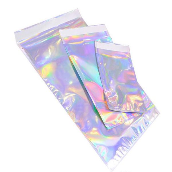 

laser color aluminum foil self adhesive retail bag candy cookies mylar foil packing pouch for grocery crafts packaging express b