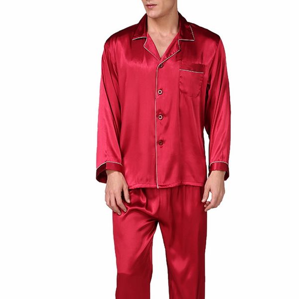 

dihope 2020 new men's stain silk pajama set men silk sleepwear men modern style soft cozy satin nightgown men sets, Black;brown