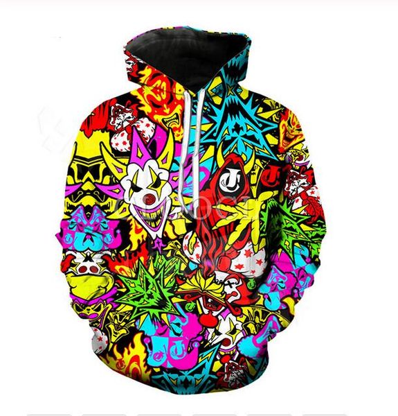 

новая мода хип-хоп толстовка мужчины женщины 3d вскользь толстовки insane clown posse unisex harajuku стиль сыпучие пуловер толстовки tt02, Black