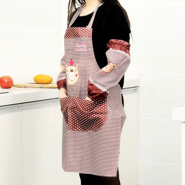 

coffee cartoon bear waterproof cooking resturant kitchen women apron sleeve set tablier cuisine