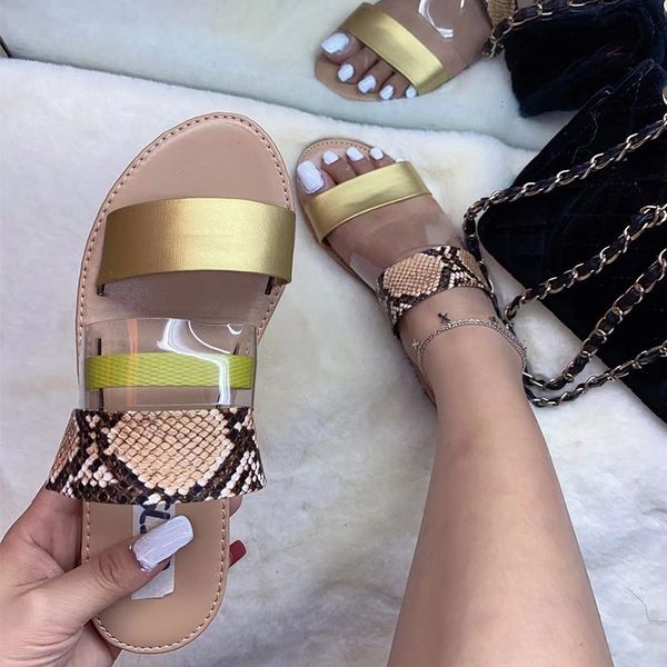 

new women beach slippers outdoor ladies summer walking shoes female footwear flat roman sandals snake print chaussure size 36-41, Black