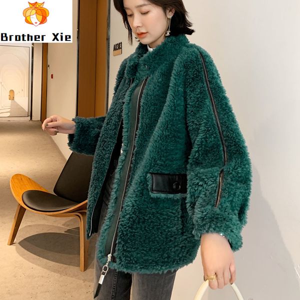 

real fur coat female 100% wool jacket autumn winter coat women clothes 2020 korean vintage sheep shearling fur zt4974, Black