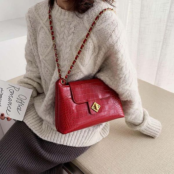 

fashion lady travel handbags and purses stone chain pu leather crossbody bags for women 2020 solid color shoulder messenger bags