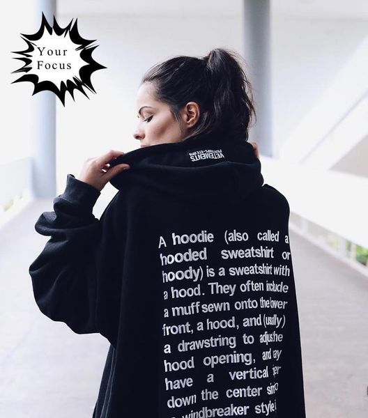 

2020 hip hop harajuku k- got7 gd style vetements letters embroidery black hoodie long sleeves oversized hoodies men and women