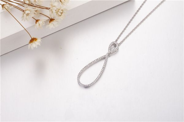 

brand solid 925 sterling silver water drop pendant necklace with austrian cubic zirconia fashion jewels necklaces girl gift
