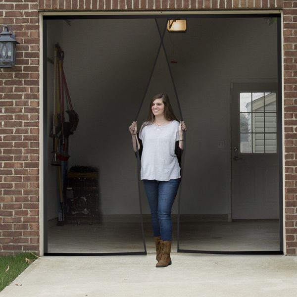 

garage door screen single magnetic closure weighted bottom insects bugs mesh new
