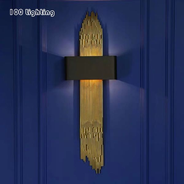 

new parlor wall sconce led bulb golden tube bedroom bathroom wall lamp art loft decoration atmosphere light 110-240v