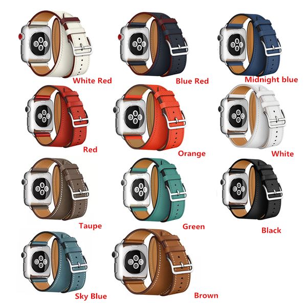 

Double Tour band for apple watch series 4 3 2 1 strap for iwatch belt high quality genuine Leather loop 38mm/40mm /42mm/44mm