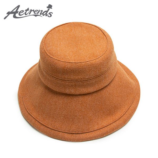

aetrends] 5 solid colors woolen blend bucket hats for wome men wide brim outdoor sports hiking camping fishing cap z-10038