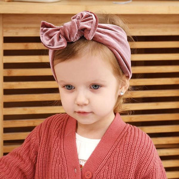 

messy hair bow velvet head wrap for girls winter 2019 kids velvet turban headband girls floppy bow hairband hair accessories, Slivery;white