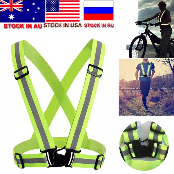 

dropshipping light reflective elastic high visibility safety vest belt fit for running cycling outdoor sports clothes