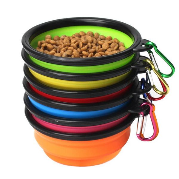 

collapsible silicone dog bowls foldable expandable cup dish for pet dog cat food water feeding portable travel camping bowls