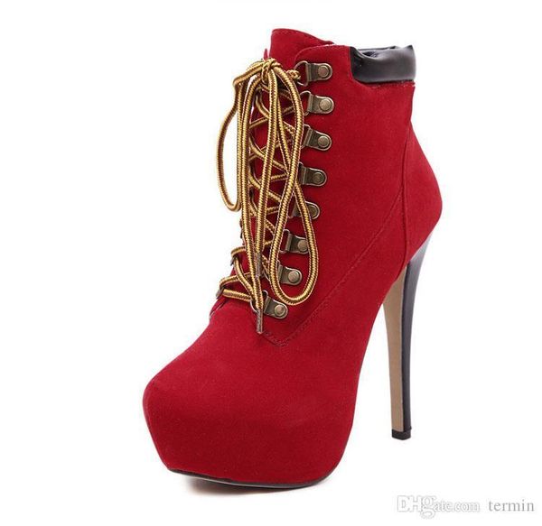 

super high heels fine cross straps with boots lace european women's shoes boots item no. ggx-023, Black