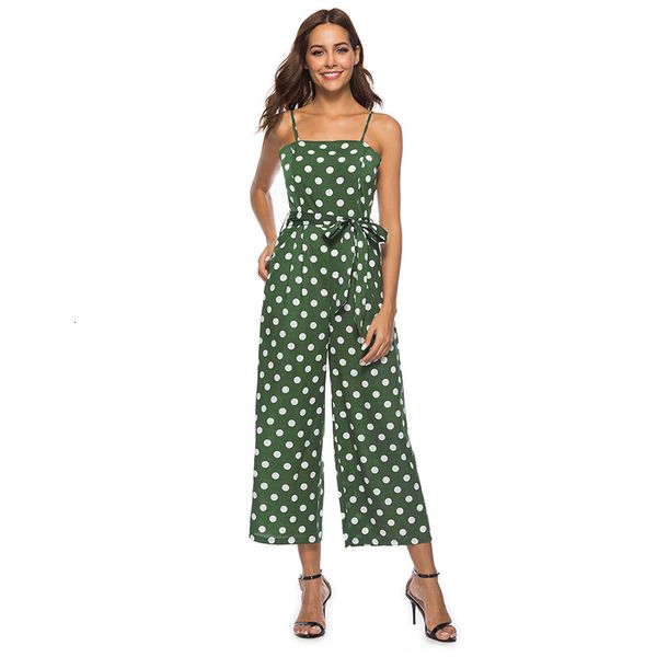 

plus size jumpsuit plus size spring sashes bow polka dot vintage jumpsuit women strap high waist sleeveless jumpsuit lady wide leg, Black;white