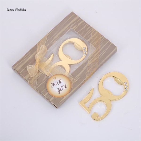 

golden wedding party giveaway gold 50 metal bottle opener 50th anniversary birthday souvenir for guest wedding & engagement