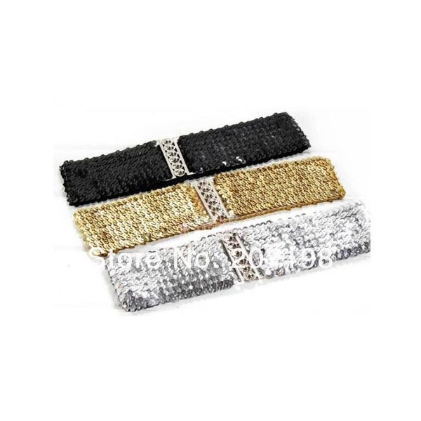 

7cm women shinny cummerbund high fashion metallic sequin women dress belts gold/black/silver ize wide stretch belt bg-012, Black;brown