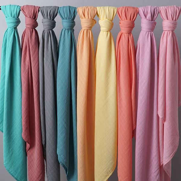 

19 solid colors 1pc muslin bamboo cotton baby swaddles soft newborn blankets bath gauze infant wrap sleepsack stroller cover