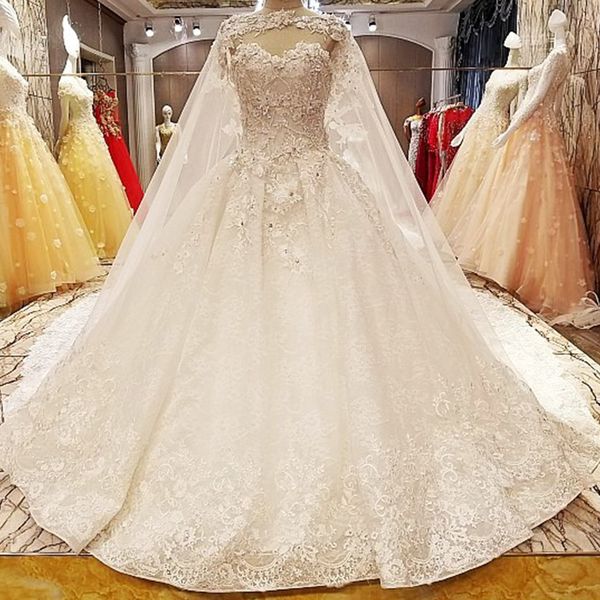 

2019 новый дизайн свадебные платья с длинным мысом сексуальная без бретелек спинки бальное платье кружева свадебные платья с бисером и лепес, White