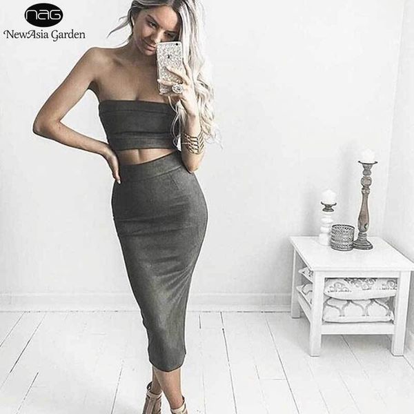 

good quality skirts womens high waist suede skirts midi winter long skirt autumn spring back slit pencil skirt stretchy saia, Black