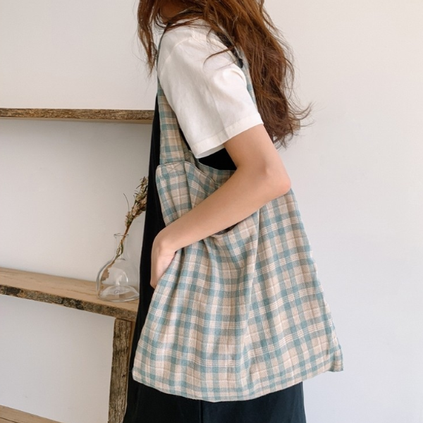 

fashion women's handbag canvas shoulder messenger bag grid large tote cute vintage popular bag shopping g25698