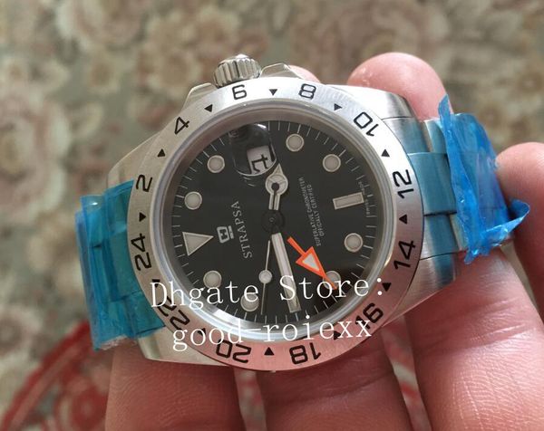 

men's white black dial mechanical automatic 2813 full steel watch men explorer lock great 216570 watches men's sport 16570 gmt wri, Slivery;brown