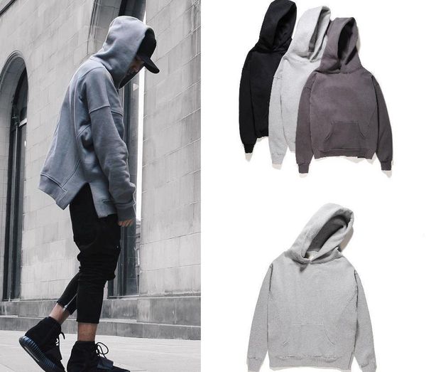 

mens designer hoodies bottom spilt ribbed long fg sleeve fleece hoodie fashion solid sweatshirt, Black