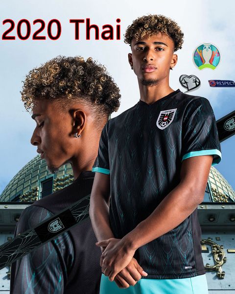

thai 2020 2021 austria soccer jersey 20 21 alaba arnautovic sabitzer grillitsch camisetas national team away black football shirts, Black;yellow