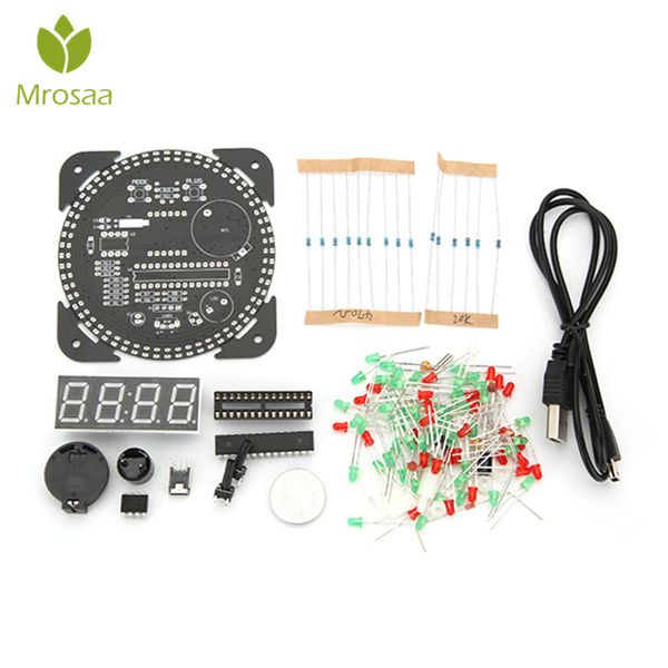 

обновление diy ds1302 управление светом вращение светодиодные электронные часы комплект доска вращающийся электронные часы набор ночник музы