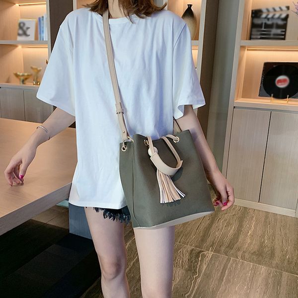 

student messenger bag shoulder bag female canvas small exquisite girls casual original handbag portable bucket #w